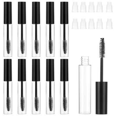 10 Pack 10ml Empty Mascara Tubes Eyelash Serum Tubes with Eyelash Wand Eyelash Cream Container Bottle Clear Mascara Tube with Wand for Castor Oil with Leak Stoppers (Black)