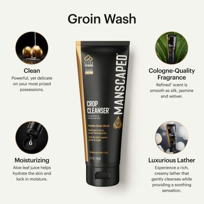 MANSCAPED Crop Cleanser Groin Wash, Mens UltraPremium Invigorating Formula for Below-The-Waist Cleaning, Refreshing Shower Gel For Men Infused with Vitamin E and Aloe, Vegan body wash (6 oz)