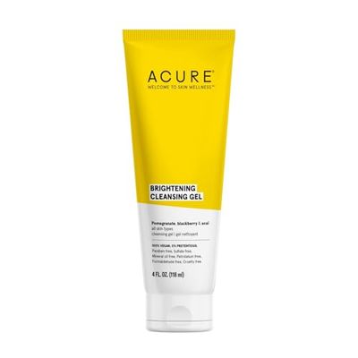 Acure Brightening Cleansing Gel - Vegan Cleanser for Radiant Skin - Pomegranate, Blackberry &amp; Acai Infused - Antioxidant-Rich Gentle Formula for All Skin Types - 4 Fl Oz