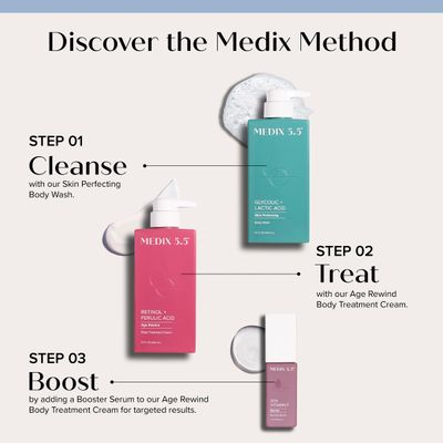 Medix 5.5 Body Scrub Skin Care Glycolic Acid Exfoliating Body Cleanser KP Bump Eraser | AHA Lactic Acid Anti Aging All Skin Type Wash | Keratosis Pilaris & Acne | Foaming Body & Face Wash, 15 Fl Oz