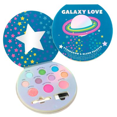 Expressions 10 Color Eyeshadow Palette &amp; Blush Makeup Novelty Beauty Set, Fold Out Compact with Mirror, Washable, Non-Toxic,Galaxy Love Glisten &amp; Glitter Makeup Palette
