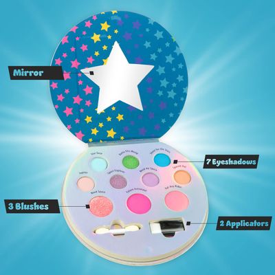Expressions 10 Color Eyeshadow Palette & Blush Makeup Novelty Beauty Set, Fold Out Compact with Mirror, Washable, Non-Toxic,Galaxy Love Glisten & Glitter Makeup Palette