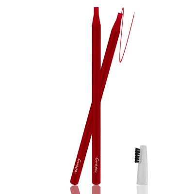 2pcs Permanent Makeup Red Pencil Eyebrow and Lip Mapping Pencil with Brush Hard Core Peel Off Lip Tattoo Design Pencil (2pcs)