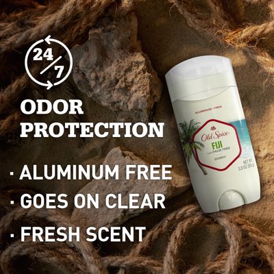 Old Spice Aluminum-Free Deodorant for Men, 247 Odor Protection, Long Lasting Freshness, Fresher Collection, Fiji with Palm Tree Scent, 3.0 oz