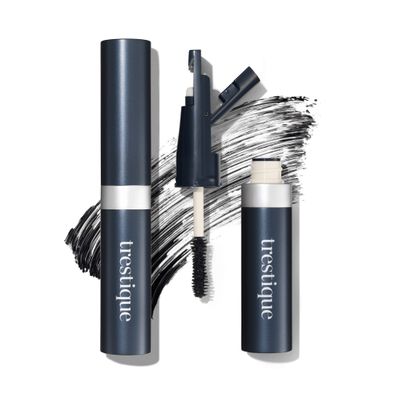 trestique Good Vibes Mascara, Refillable Mascara With Built-In Lash Curler, Sustainable Mascara Eye Makeup, Clean Beauty Black Mascara, Mascara With Curler