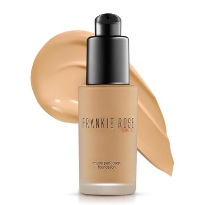 Frankie Rose Cosmetics Matte Perfection Foundation Makeup - Long-Lasting, Hydrating Foundation for Semi-Matte Finish - Foundation Full Coverage for All Skin Types - (Olive) 1.0 US fl oz  30 ml