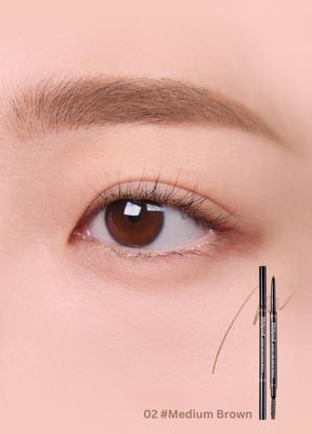 Lilybyred Skinny Mes Brow Pencil - Ultra-Slim 1.5mm Precision Tip, Long-Lasting, Natural Brows (02_Medium Brown, 1PC)