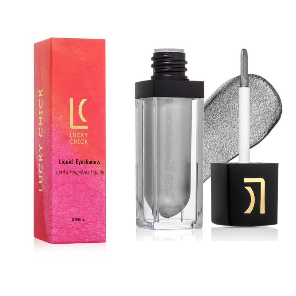 Lucky Chick Liquid Shimmer Eyeshadow - glitter eyeshadow Silver - Natural Blendable Eye Glitter Gel for All Day Wear - Paraben &amp; Cruelty Free Vegan Formula