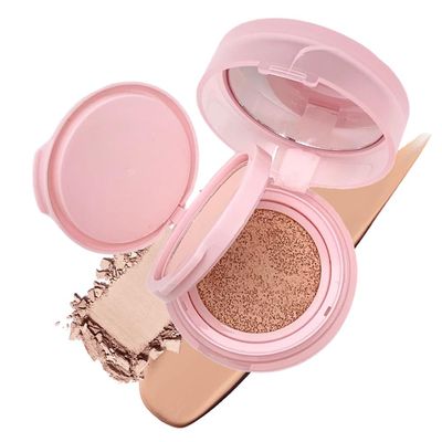 SUILU Air Cushion Cream with Setting Powder Makeup Set, Blurs Fine Lines Imperfections, Controls Shine Smooths Complexion, Even Skin Tone for All Skin Types for Women (02, Natural Color)