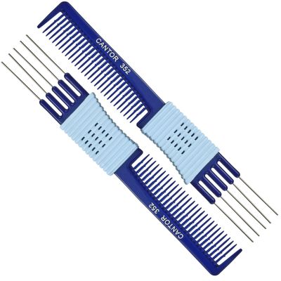 Lift Teasing Comb and Hair Pick - 2 Pack, Five Stainless Still Lifts - Chemical and Heat Resistant Detangler Gripper Comb - Anti Static Comb For All Hair Types - By Cantor