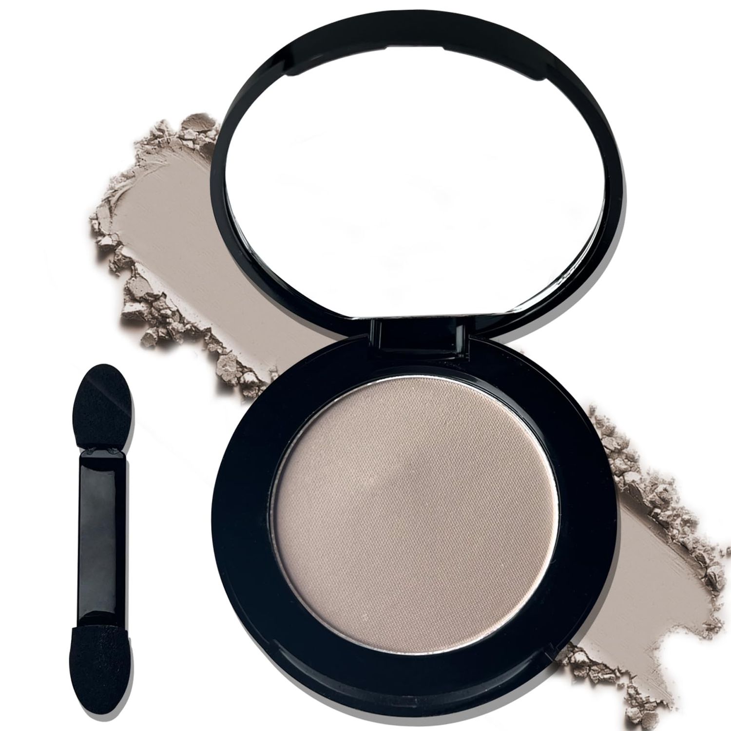 MEICOLY Macaron Gray Grey Single Eyeshadow with Mirror,Matte Eye Shadow for Halloween Makeup,Pressed Powder Eyeshadow,Matte Shade Eyelid Color Eye Makeup for,High Pigment,Long Wear,Waterproof