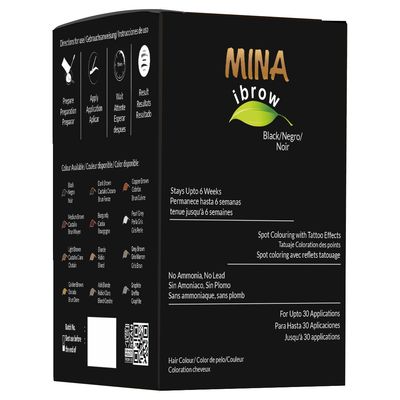 Mina ibrow Hair Color Refill Pack Black|Long Lasting Natural Spot coloring and Professional Hair Tinting Powder,Water and Smudge Proof|No Ammonia, No Lead with 100% Gray Converge