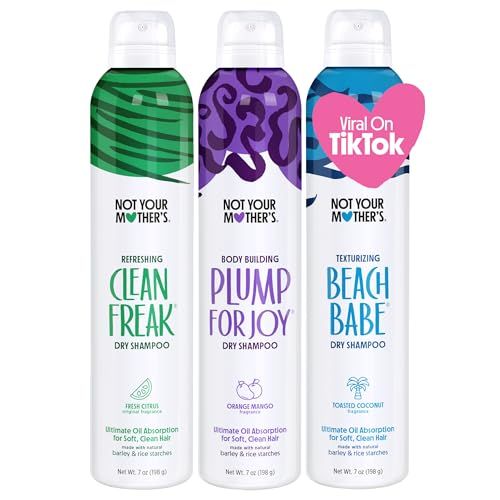 Not Your Mother&#39;s Dry Shampoo Assortment (3-Pack) - 7 oz - Clean Freak Dry Shampoo, Plump for Joy Dry Shampoo, Beach Babe Dry Shampoo - Instantly Absorbs Oil in Hair