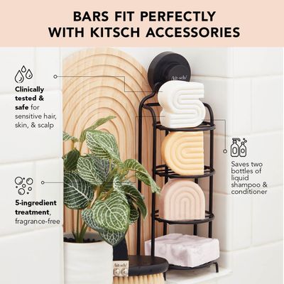 Kitsch 2-in-1 Shampoo Bar &amp; Body Wash Bar for Sensitive Scalp &amp; Skin, Made in US, Ultra Sensitive Shampoo Bars for Hair &amp; Body, Vegan Soap Bar, 5 Ingredients Only, Scent Free, Paraben Free, 3.2oz