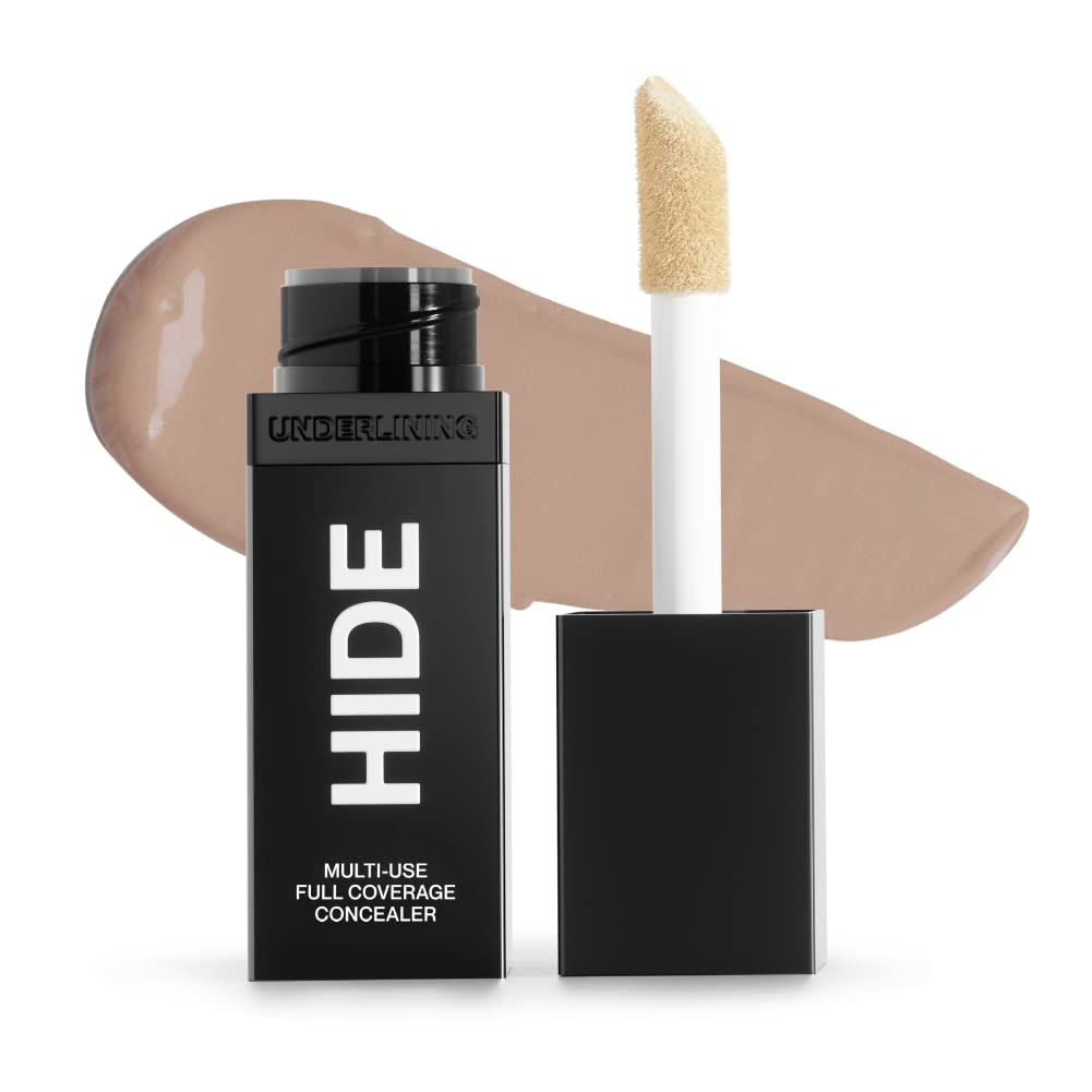 HIDE Liquid Concealer, Medium to Full Coverage Concealer for Blemishes, Under Eye Dark Circles &amp; Scars, Oil Free Concealer, Light Beige (See Shade Finder), 0.5 fl oz