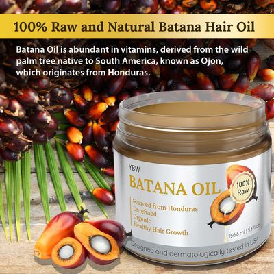 Dr. Sebi 100% Natural, Unrefined and Organic Batana Oil from Honduras for Hair Growth - Enhances Hair Thickness, Prevents Loss for Men &amp; Women