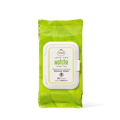 JOAH Love You Matcha Green Tea Waterproof Makeup Remover Wipes, 25 Count