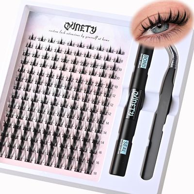 QUNETY Lash Clusters DIY Lash Extension Kit Wispy Eyelash Clusters Individual Eyelashes Cluster Natural Eye Lash Clusters Kits Fairy Mink Lash Clusters (Fairy DIY Lashes Kit)