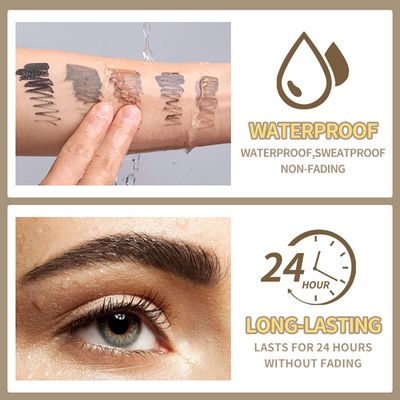 Waterproof Liquid Eyebrow Gels, Smudge-Proof, Sweat Resistant, Full Natural-24Hours Long Lasting Tinted Makeup Color Gel with Brow Pen(BLACK-BROWN)