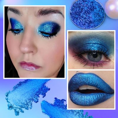 oygcee Blue Eyeshadow Shimmery Eyeshadow Palette for Eyes, Metallic Glitter Blue Eyes Shadows,Longwear Gorgeous Color, Bright &amp; Vibrant Eye Shadow High Pigment, No Creasing,Talc Free