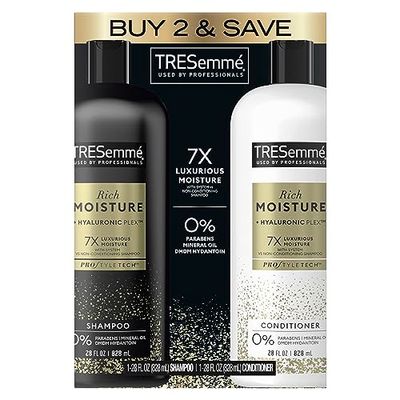 TRESemm Rich Moisture Shampoo and Conditioner Rich Moisture 2 Count for Dry Hair Formulated With Vitamin E and Biotin 28 oz