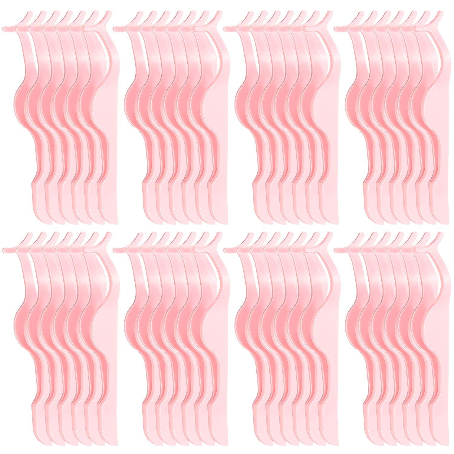 48 Pieces False Eyelash Applicator Tool Plastic Eyelashes Extension Tweezers Fish Tail Clip Tweezers Eyelashes Clip for Lashes Application and Removal (Pink)