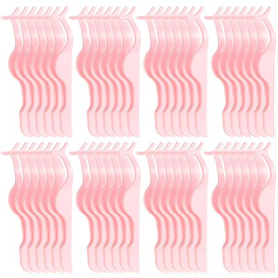 48 Pieces False Eyelash Applicator Tool Plastic Eyelashes Extension Tweezers Fish Tail Clip Tweezers Eyelashes Clip for Lashes Application and Removal (Pink)