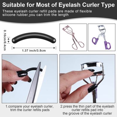 80 Pieces Eyelash Curler Refills Pads Soft Curler Replacement Refills Pads for Universal Eyelash Curler (Black)