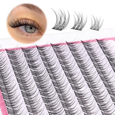 Natural Cluster Lashes Wispy CC Curl 9-11MM Mixed Lengths Eyelash Extension Individual 96 Pcs DIY Lash Extension at Home by Mavphnee