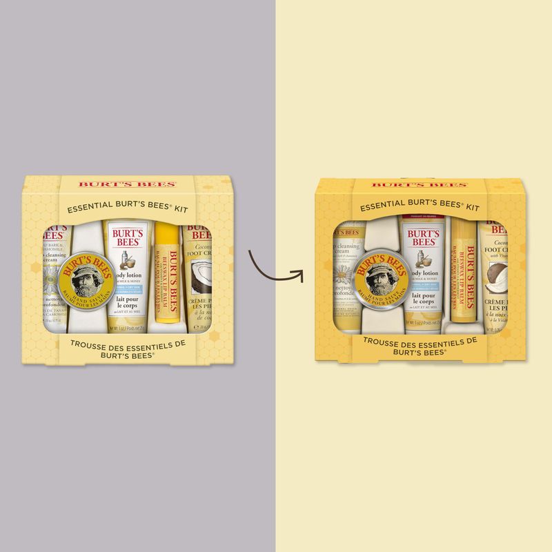 Burt's Bees Christmas Gifts, 5 Stocking Stuffers Products, Everyday Essentials Set - Original Beeswax Lip Balm, Deep Cleansing Cream, Hand Salve, Body Lotion &amp; Coconut Foot Cream, Travel Size