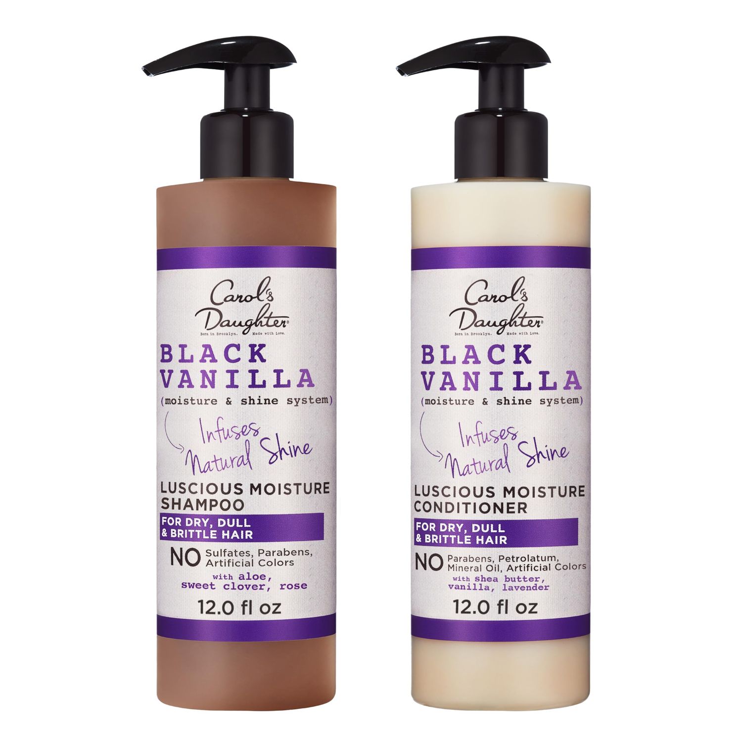 Carol&#39;s Daughter Black Vanilla Sulfate Free Shampoo and Conditioner Set for Curly, Wavy or Natural Hair, Moisturizing Hair Care for Dry, Damaged Hair, 1 Kit