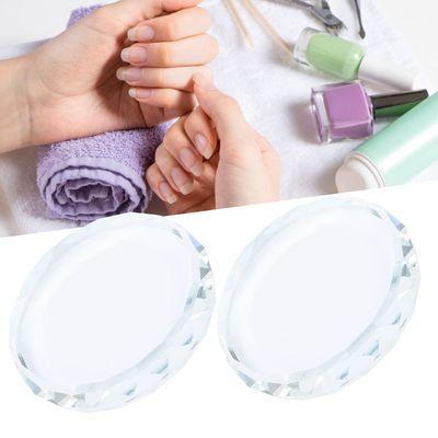 Nail Palette Board, Nail Art Palette,2PCSset Nail Art Palettes Color Mixing Toning Glass False Eyelash Glue Hold Makeup Pallet for Acrylic Manicure