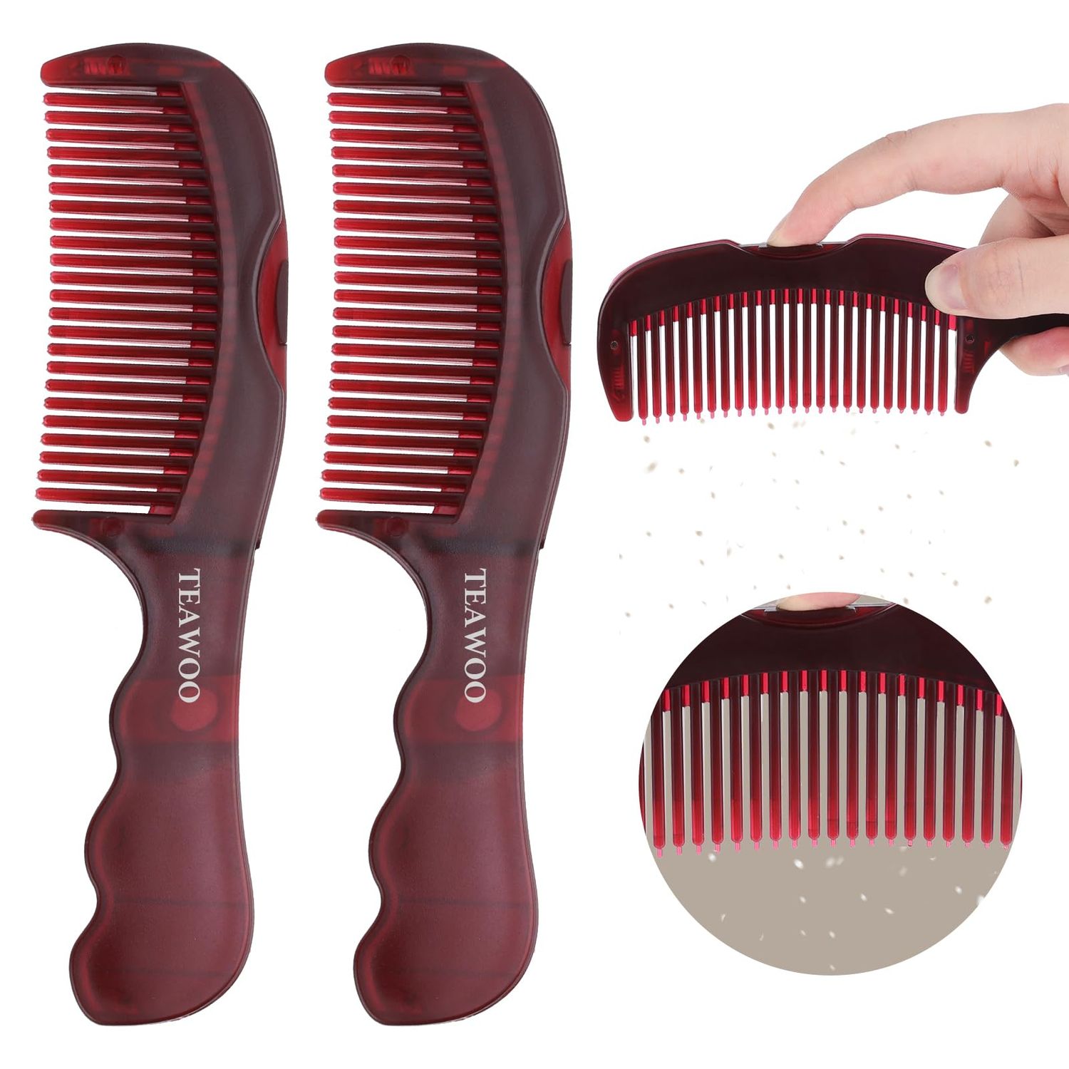 TEAWOO 2PCS Dandruff Comb for Scalp, Energy Massage Scalp Comb, Comfortable Hollow Tooth Hair Dandruff Remover Brush, Healthier Scalp Comb