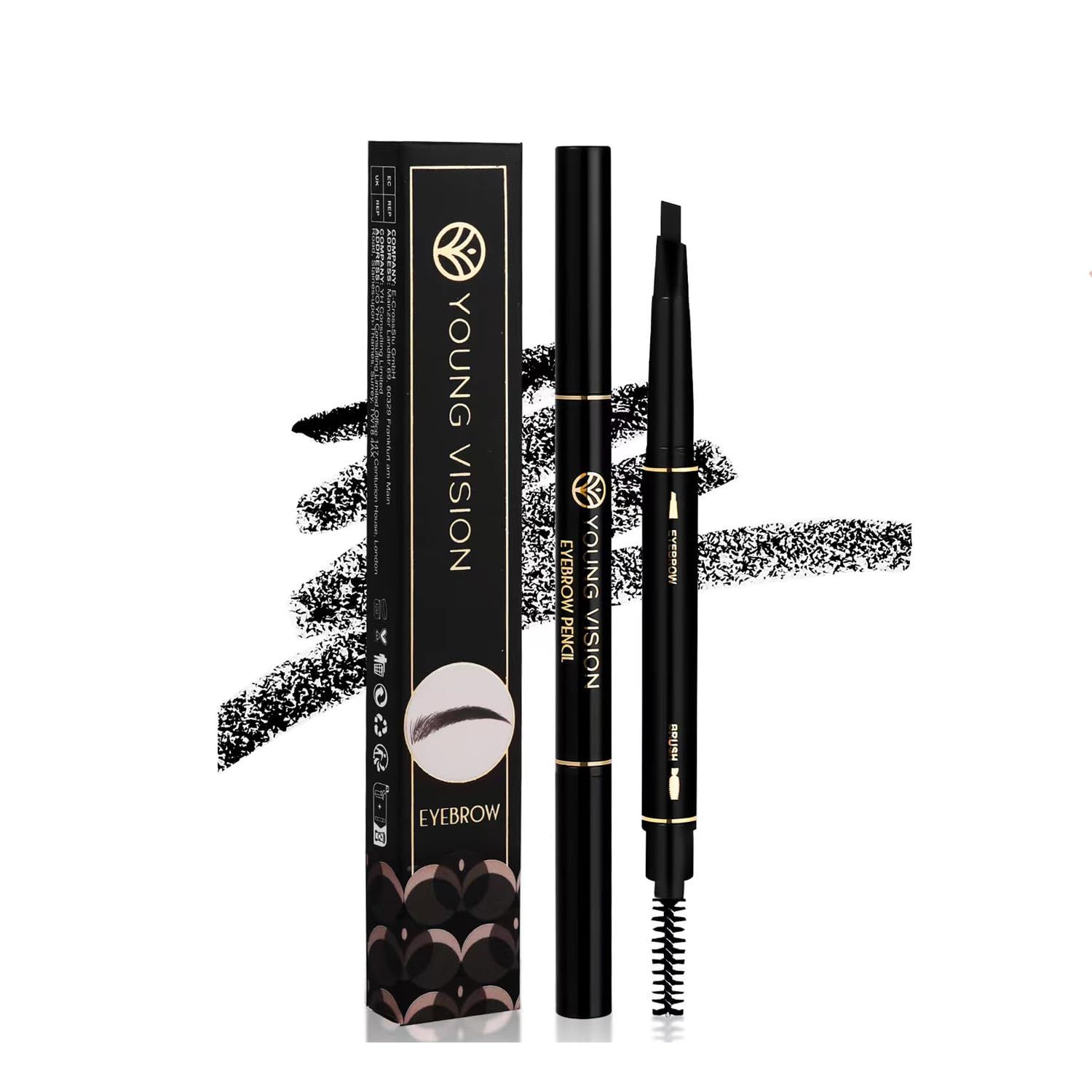 AMAKO Automatic Twin Eyebrow Pencil Waterproof Smudge-proof Triangle Eyebrow Pencil Duo with Brush (Pack of 1, 03#Brown)