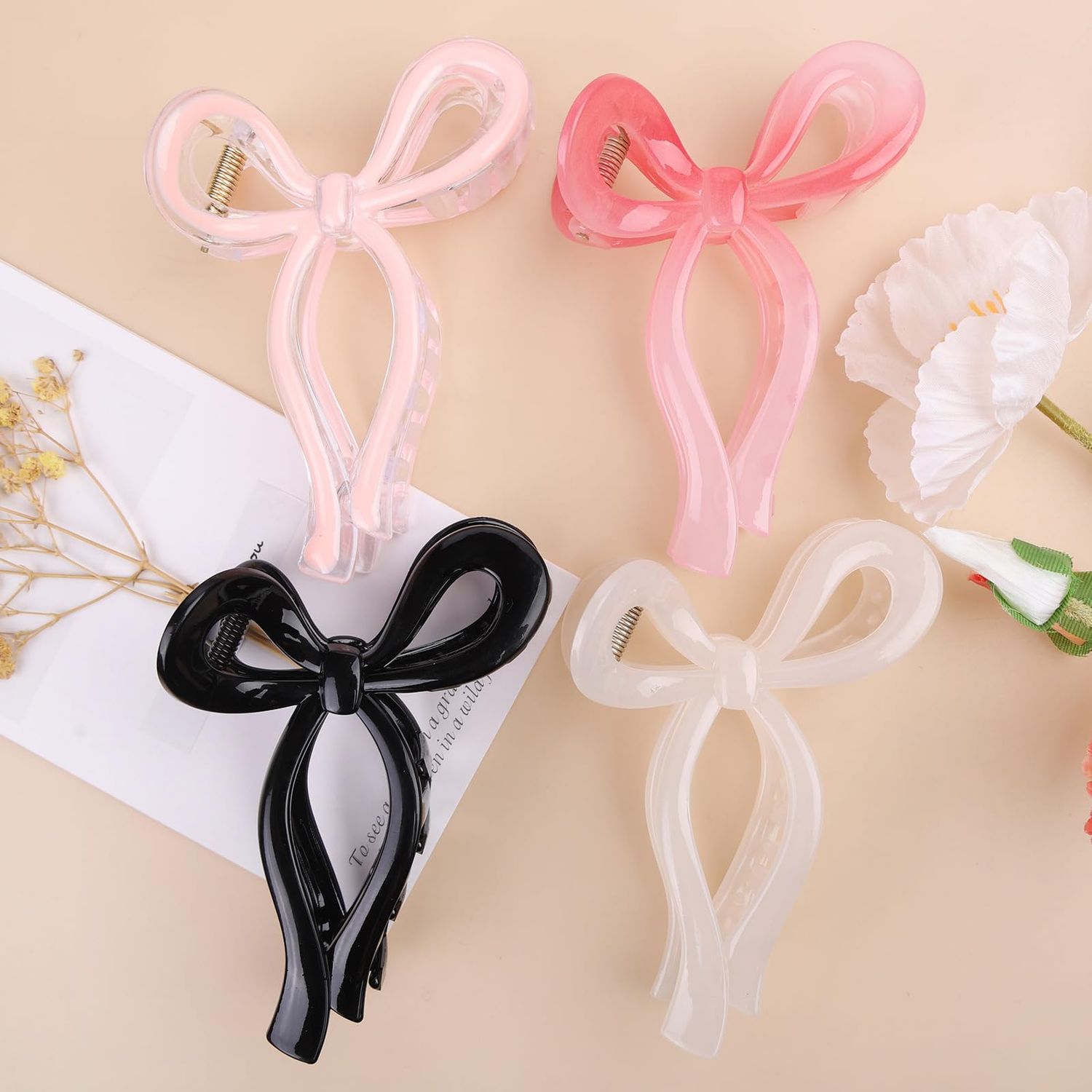 4 Pcs Bow Hair Clips Elegant Hair Claw Butterfly Hair Accessories for Girls Nonslip Butterfly Clips Hair Styling Accessories for Women