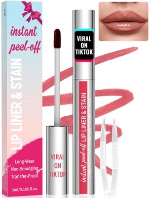 iMethod Lip Stain - Lip Liner Stain, Peel Off Lip Stain, Natural Long Lasting Lip Stain Peel Off, Waterproof, Transfer-Proof, Highly Pigmented, Stay On All Day, Instant Lip Color, Nude Pink