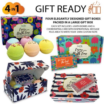 Bath Bombs for Women Gift Set - 24 Natural and Organic Bath Bombs with Essential Oils &amp; Moisturizing Shea Butter-Graduation, Birthday Gifts for Women, Teen Girls, Kids, Selfcare Gifts Bridesmaid Gift