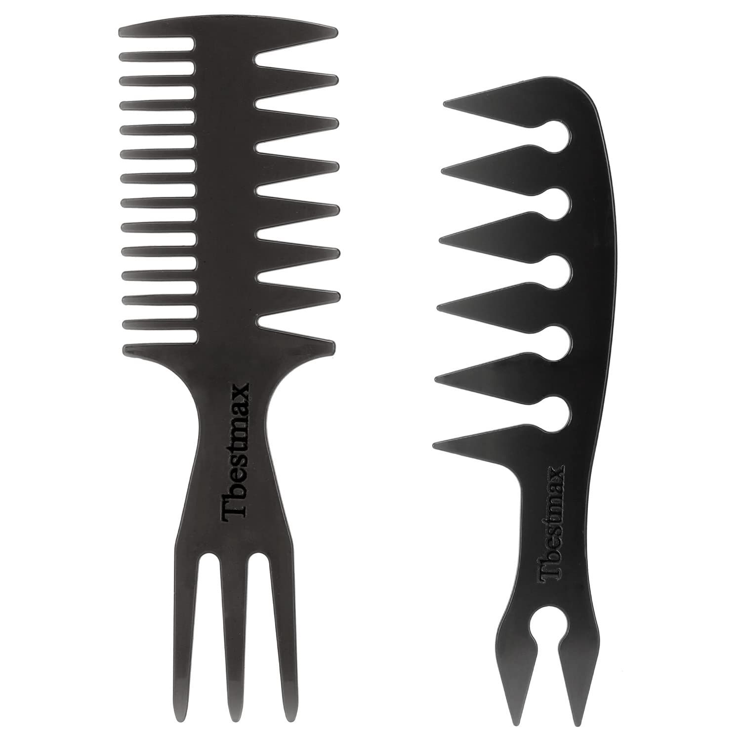 Hair Comb Styling Set Tail Combs Double Side Brushes Afro Pick Pik Comb African American Hair Brush Barber Accessories Black-2Pcs