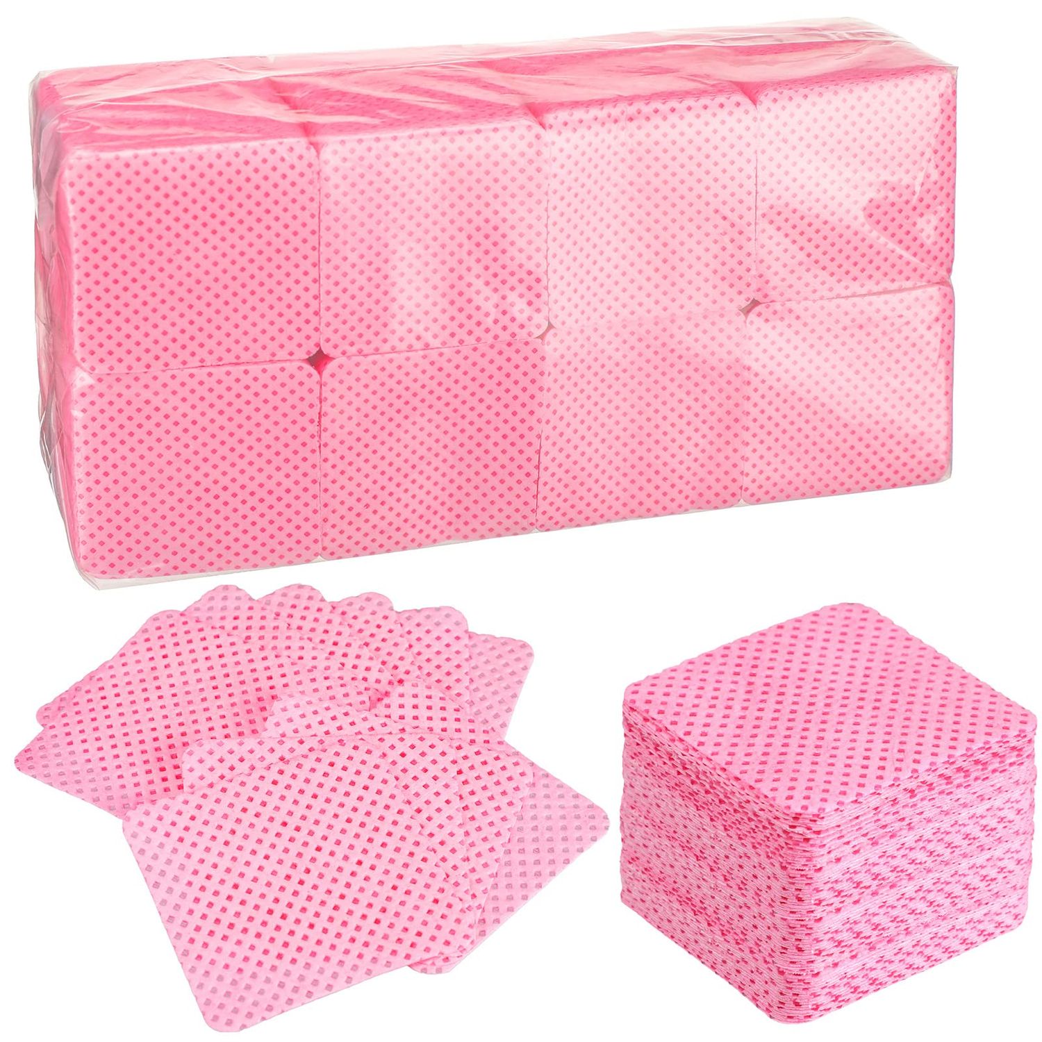 1000 Pieces Eyelash Extension Glue Wipes Eyelash Glue Cleaner Non Woven Fabric Glue Wipes Lash Supplies Accessories Tools for Eyelash Extension Glue and Nail Polish Bottle (Rose Red)