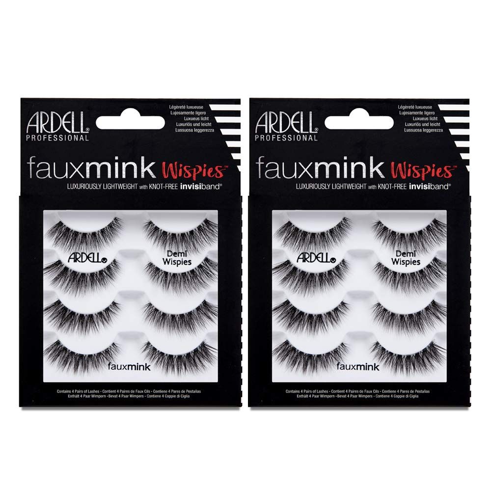 Ardell Faux Mink Demi Wispies False Eyelashes Multipack, Natural Look Lashes - 2 packs x 4 pairs