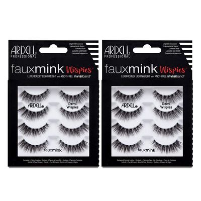 Ardell Faux Mink Demi Wispies False Eyelashes Multipack, Natural Look Lashes - 2 packs x 4 pairs