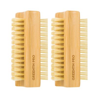 GREENTH PRO Bamboo Nail Brush2PCS Two-side Firm Nature Wooden Sisal Scrub Brush for Toes and Nails,Cleaning Nail Brush