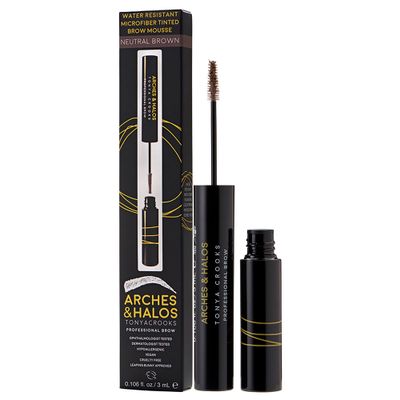 Arches &amp; Halos Microfiber Tinted Brow Mousse - Neutral Brown - Soft, Natural Definer Mousse to Shape, Sculpt and Control Eyebrows - Silky, Non-Crunchy, Fast-Setting Texture - Vegan Formula - 0.106 oz