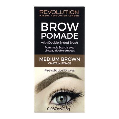 Makeup Revolution Brow Pomade, Waterproof Eyebrow Pomade, Long Lasting With Extreme Hold, Smudge-Proof, Vegan &amp; Cruelty Fee, Medium Brown, 2.5g