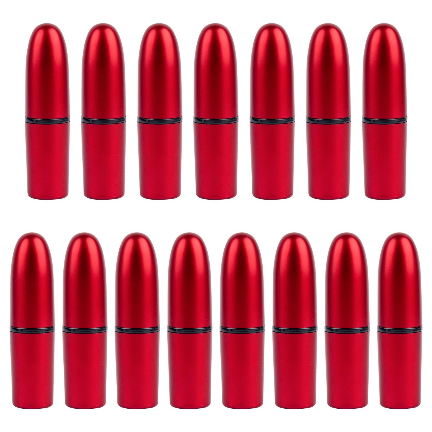 AUEAR, Empty Lipstick Tubes Bullet Shaped Holders Lip Balm Container for DIY (Red, 15 Pack)