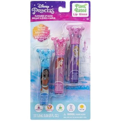 Townley Girl -Disney Princess Plant Based 3 Pcs Crown Lip Gloss Makeup Set for Kids and Girls, Ages 3, Perfect for Parties, Sleepovers &amp; Makeovers
