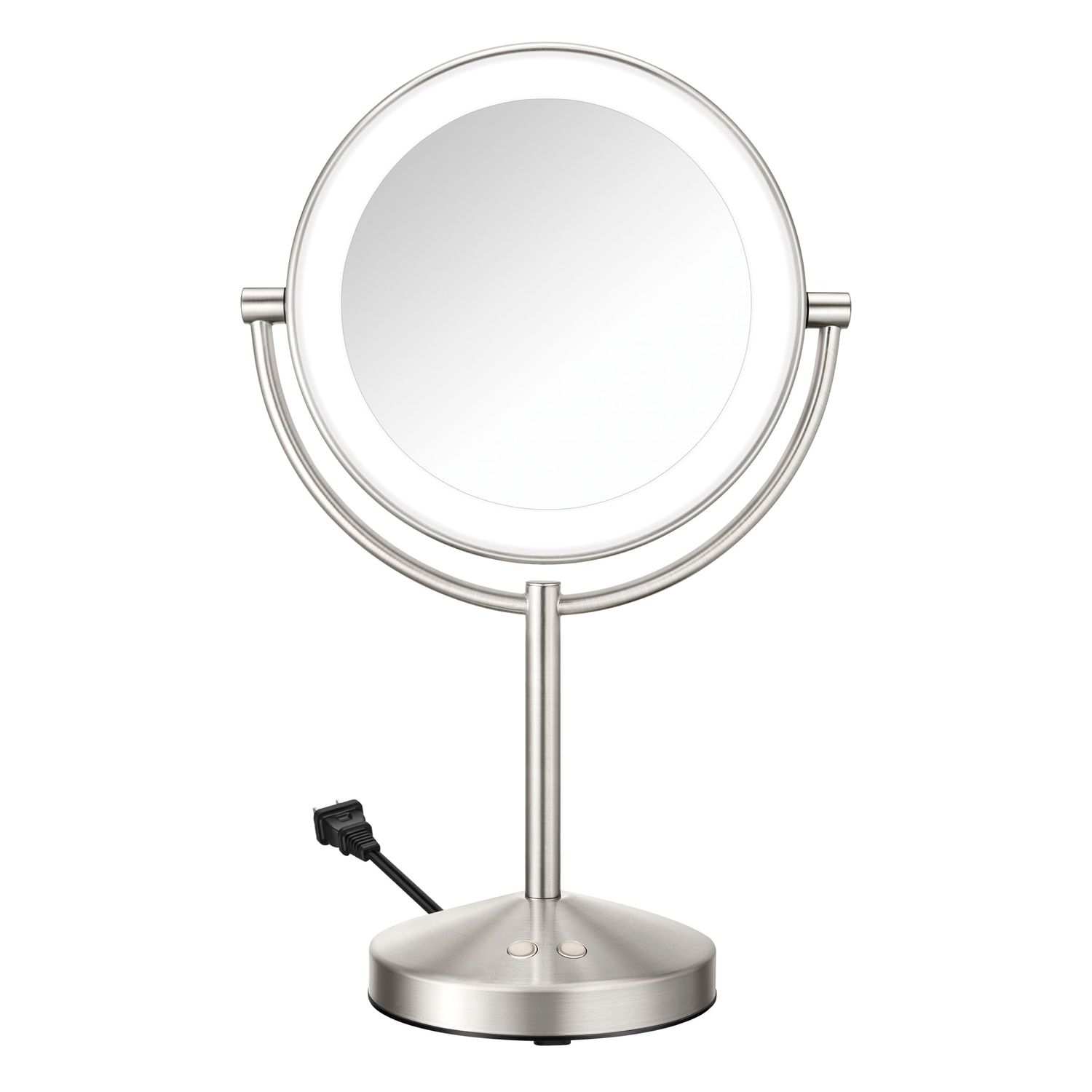 Conair Lighted Makeup Mirror, LED Vanity Mirror, 1X10x Magnifying Mirror, Corded in Satin Nickel Finish
