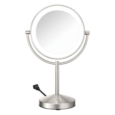 Conair Lighted Makeup Mirror, LED Vanity Mirror, 1X10x Magnifying Mirror, Corded in Satin Nickel Finish
