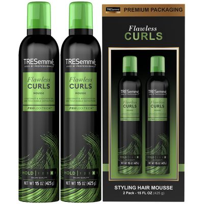 TRESemm Hair Mousse 2-Pack  Keratin Repair Hair Mask - Flawless Curls Alcohol-Free, Anti-Frizz Hair Products with Heat Protection (3 Piece Set)