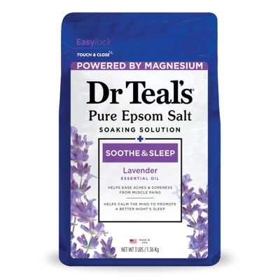 Dr Teal&#39;s Epsom Salt Soaking Solution, Soothe &amp; Sleep, Lavender, 3lbs